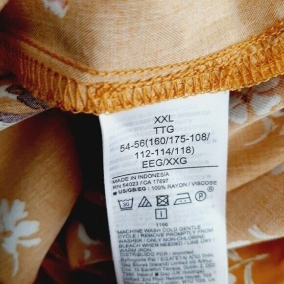 GAP Light Flowy Split V-neck Boho Blouse Yellow Floral Sz XXL - Picture 10 of 10